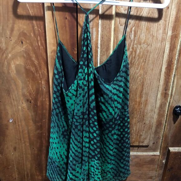 THEORY SHIRAO BLURRED SILK CAMI WOMENS SMALL GREEN BLACK ANIMAL PRINT SNAKE - Picture 4 of 8